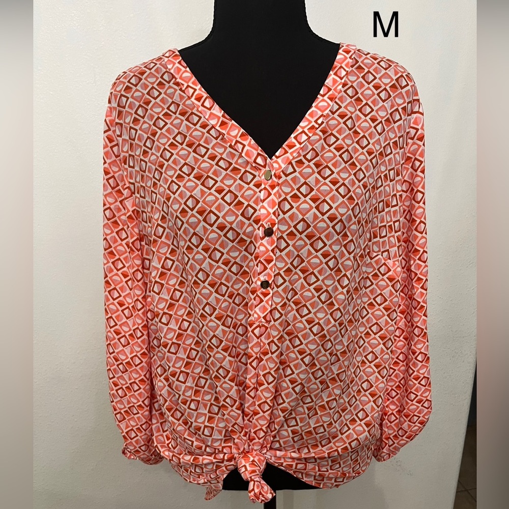 Orange/ white blouse size M